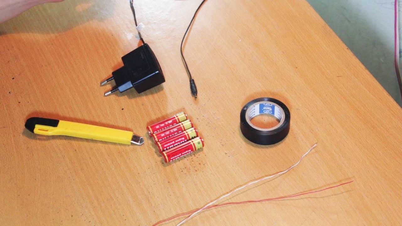 Cách sạc điện thoại (5V) bằng pin tiểu