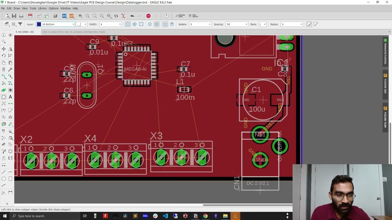 Eagle PCB Tutorial | Design Ground Plane in Bottom Layer