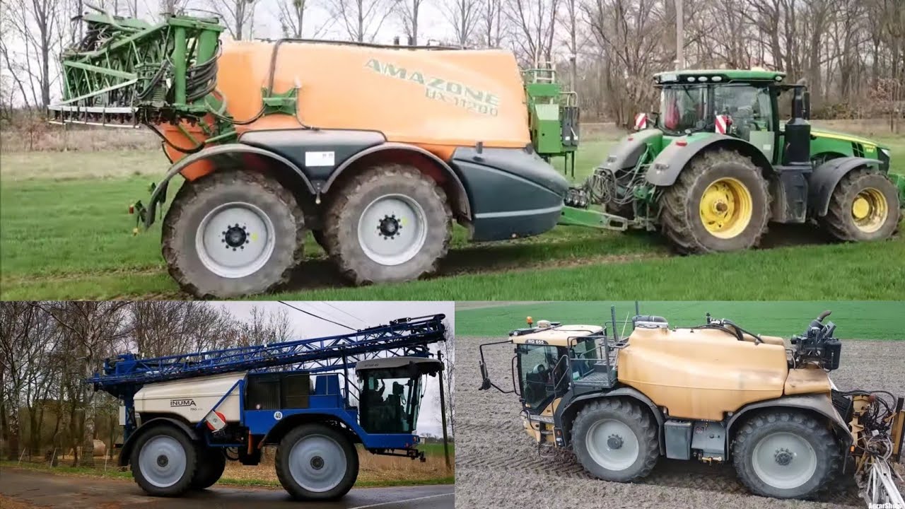 3x Feldspritzen im Einsatz Amazone, Challenger und Bräutigam