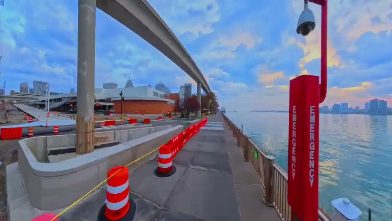 Scenic Bike Ride on Detroit’s New Riverwalk | Ralph Wilson Park → Hart Plaza
