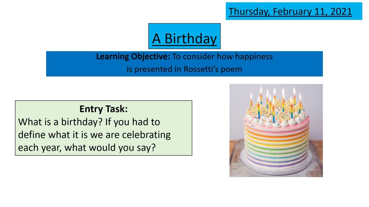 Lesson 7- A Birthday - Rossetti