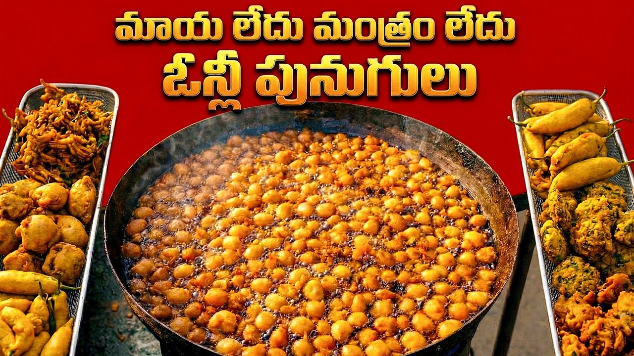 ఇక్కడ ఆంధ్ర స్టైల్ చల్ల పునుగులు అదిరిపోతాయి |plate ₹40 | bajji | vada | pakodi | punugulu
