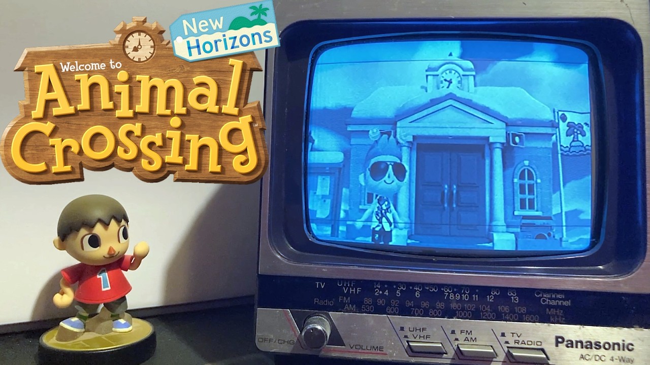What Animal Crossing: New Horizons (Switch 2) Looks Like On An Old 1984 Black & White TV!