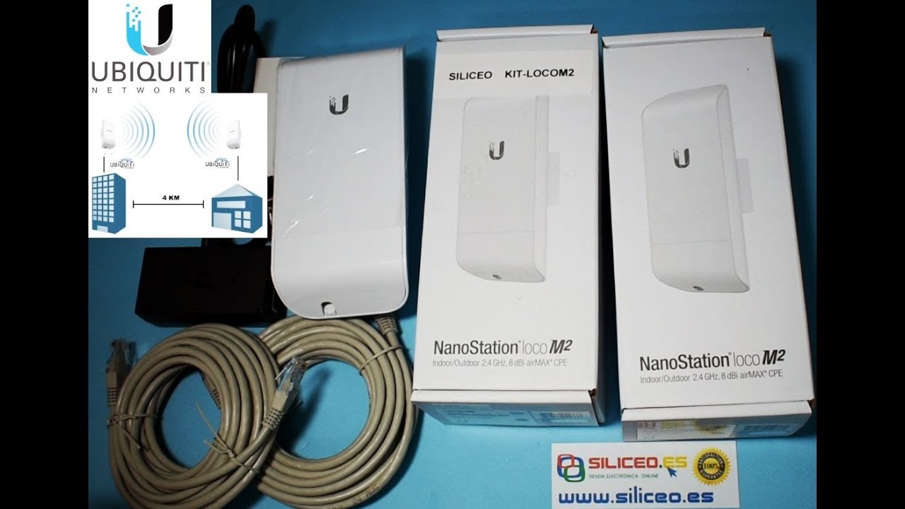 🥇 Instalar Wi-Fi punto a punto KIT-LOCOM2 SILICEO 2 X Ubiquiti LocoM2