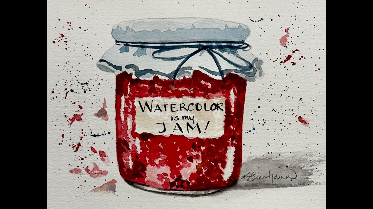 Easy Watercolor Tutorial for Beginners | Paint a Jar of Red Jam (Step-by-Step)