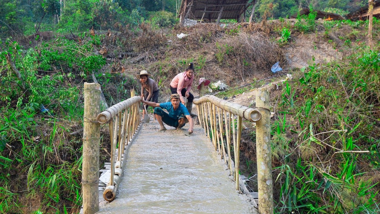 The Process of Building a Sturdy Concrete Bridge Over the Stream at the Family Farm | Mountain Life
