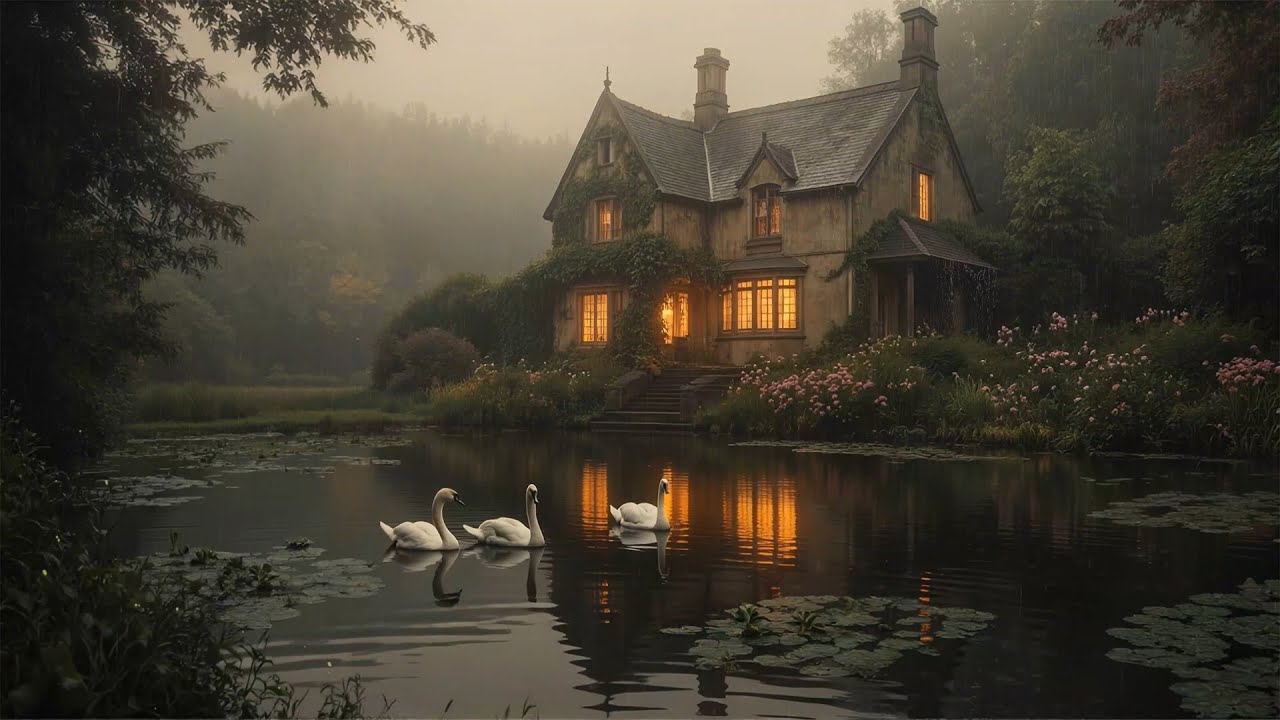 You Stop by a Hidden Lake Cottage 🌫️ | Dark Academia Ambience | Calm Piano for Late Nights