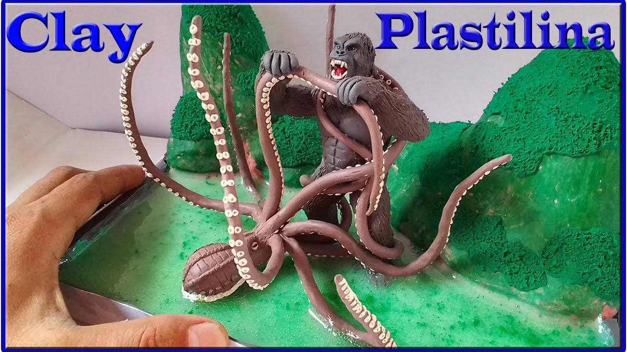 MIRE SQUID vs KING KONG with clay/plastilina. Skull Island