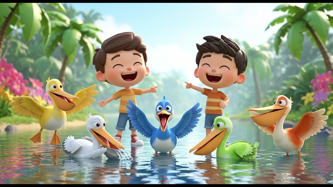 Cinco Pequeños Pelícanos Scoop Scoop Scoop | Canciones de Animales para Niños