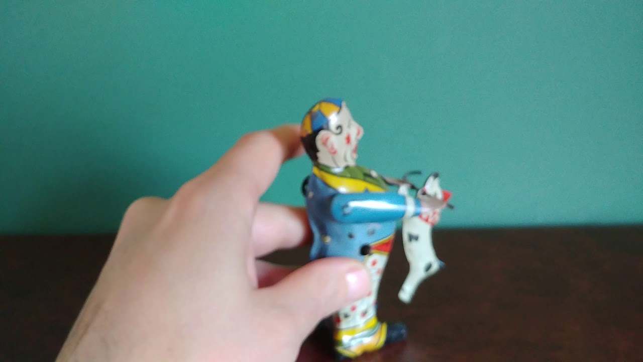 Mettoy clockwork Circus Clown with Dog