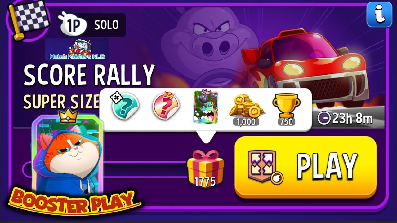 Solo Challenge Score Rally Super Sized +Bombs Away 1,775 points Match Masters