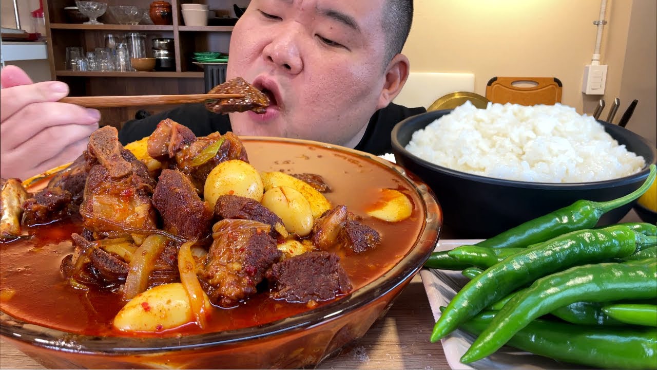 매운국물갈비찜에 매운고추+사발밥 스트레스 해소 먹방 입니다 MUKBANG