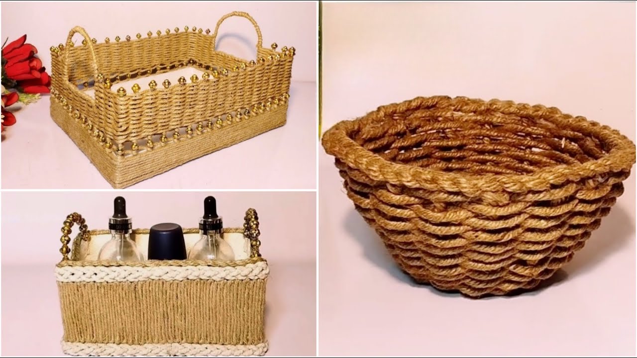 3 Different ideas of Jute Rope Storage Basket |Diy Rope Basket |Diy Storage Organizer | Hamna Nadeem