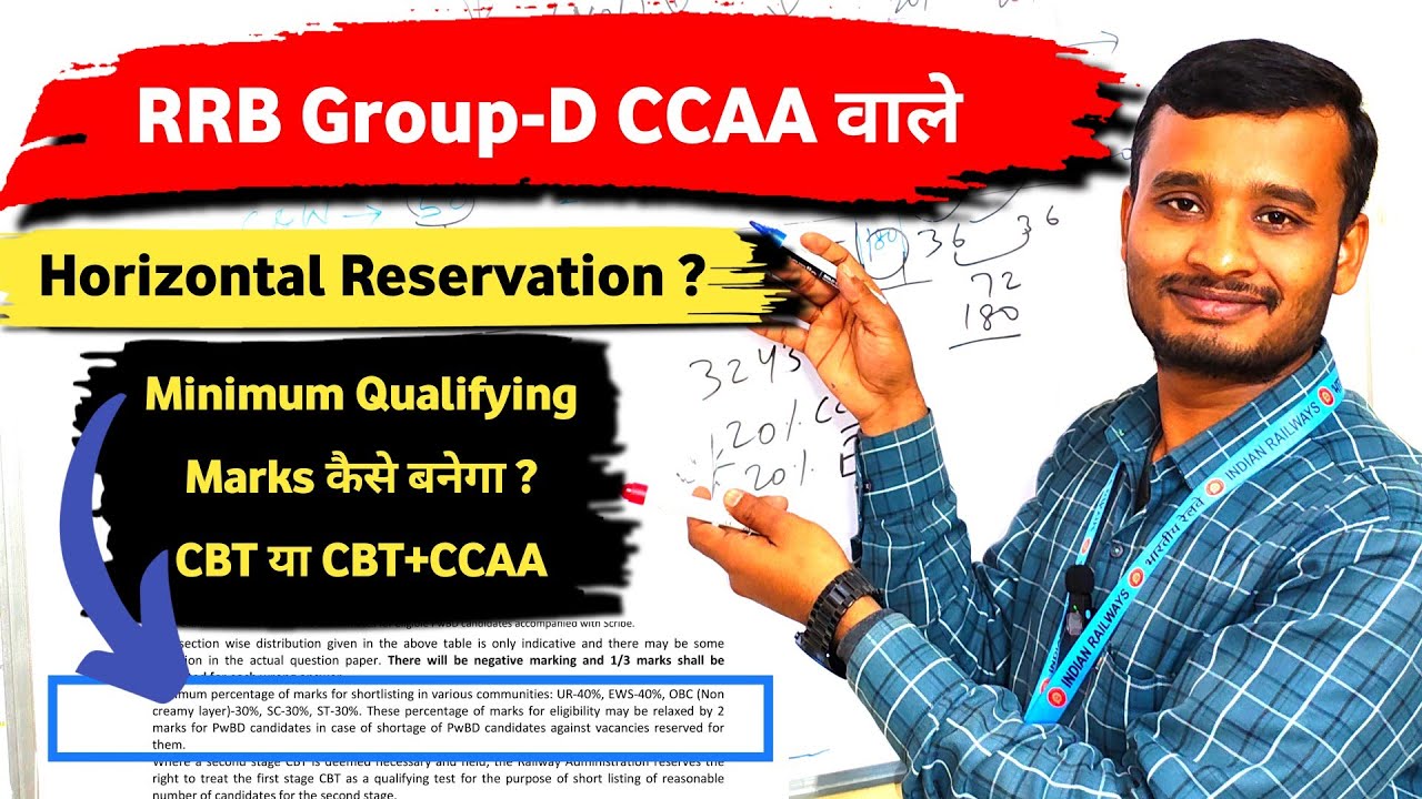 Railway Group D CCAA Horizontal Reservation क्या है ? CCAA Minimum Qualifying Marks कैसे बनेगा ?