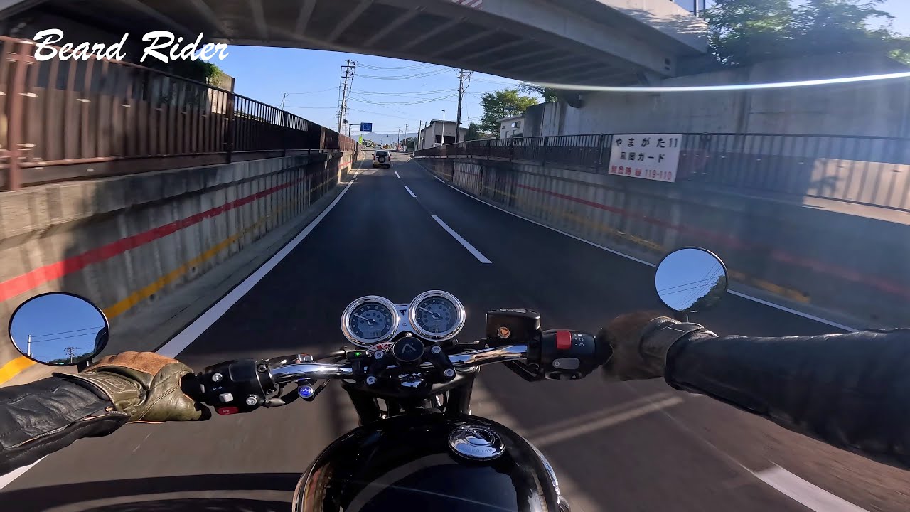 [027] Bonneville T120 Yamagata Big Wing to Tendo Rest Stop | Pure Exhaust Sound [2023 Autumn]