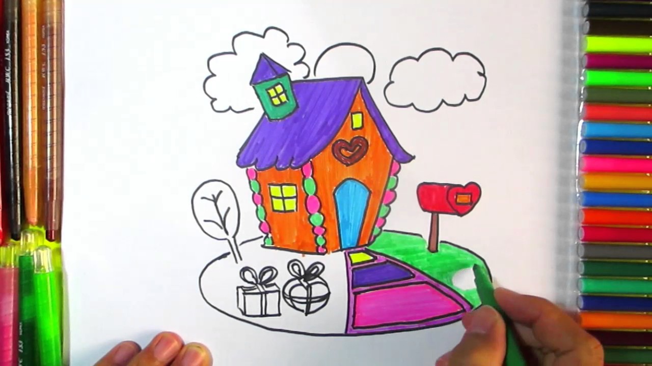 How To Draw Kids Playhouse - Drawing And Coloring House For Kids