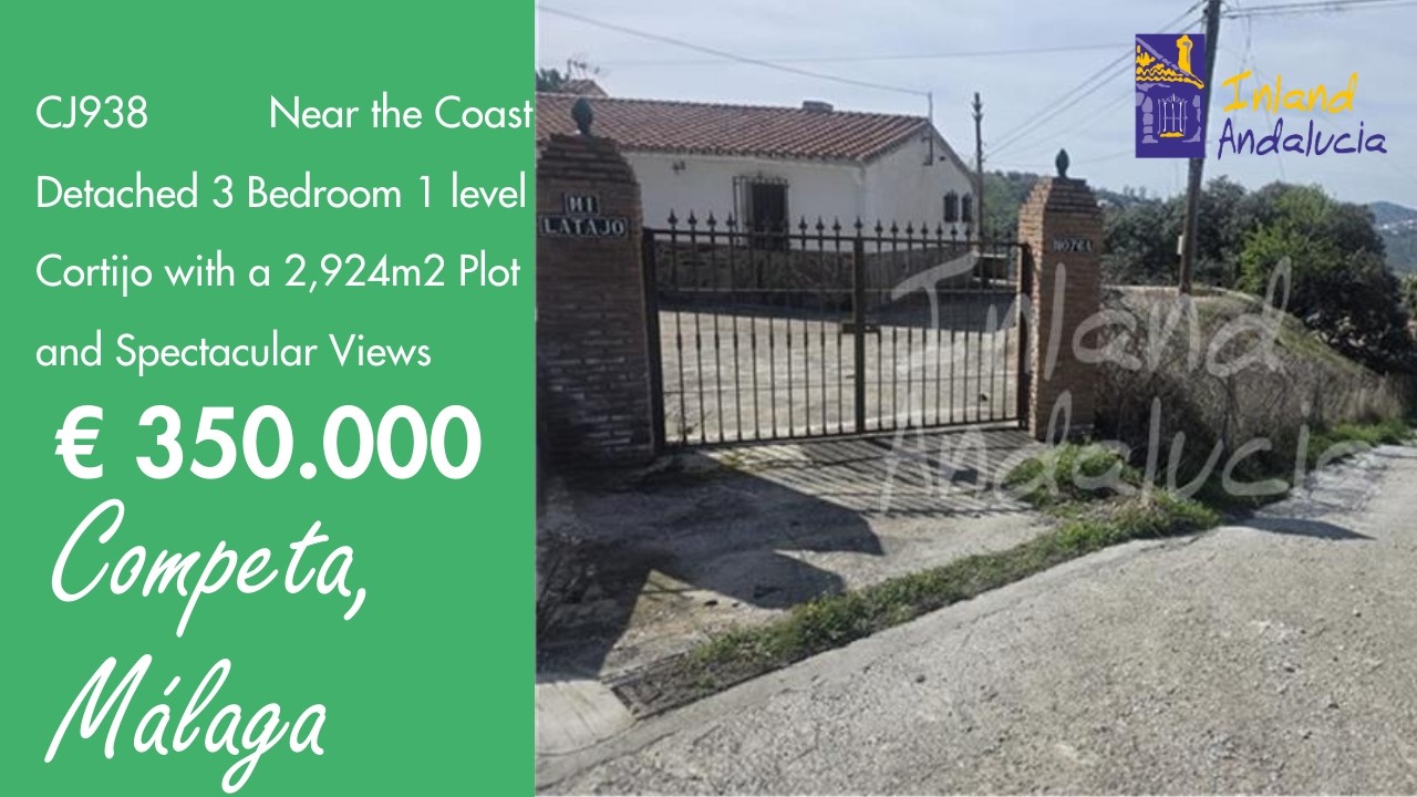 350K, Near the Coast 3 Bedroom Cortijo with Land Property for sale in Spain inland Andalucia CJ938