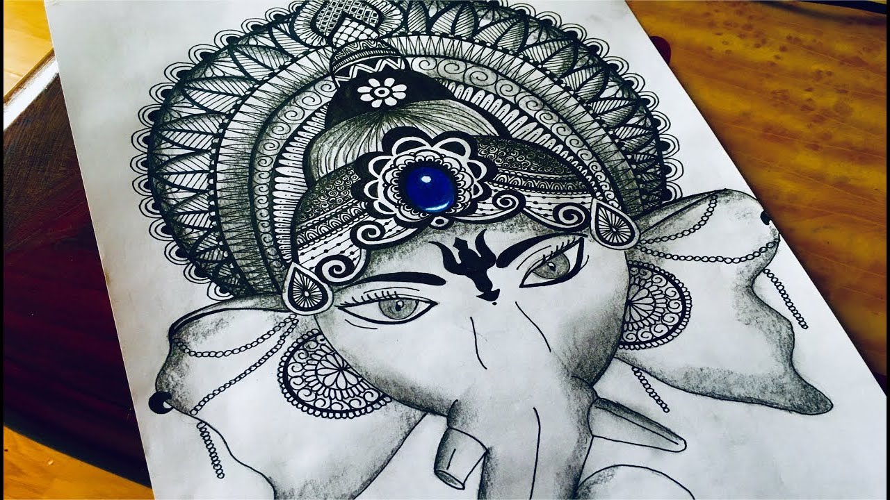 Doodle and Zentangle Art inspired Ganesha sketch- easy tutorial for beginners