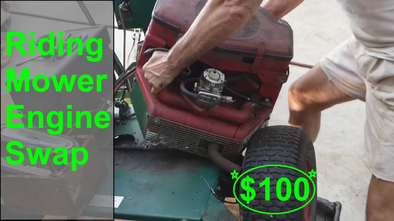 Riding Lawn Mower Engine Swap for only $100 - How to