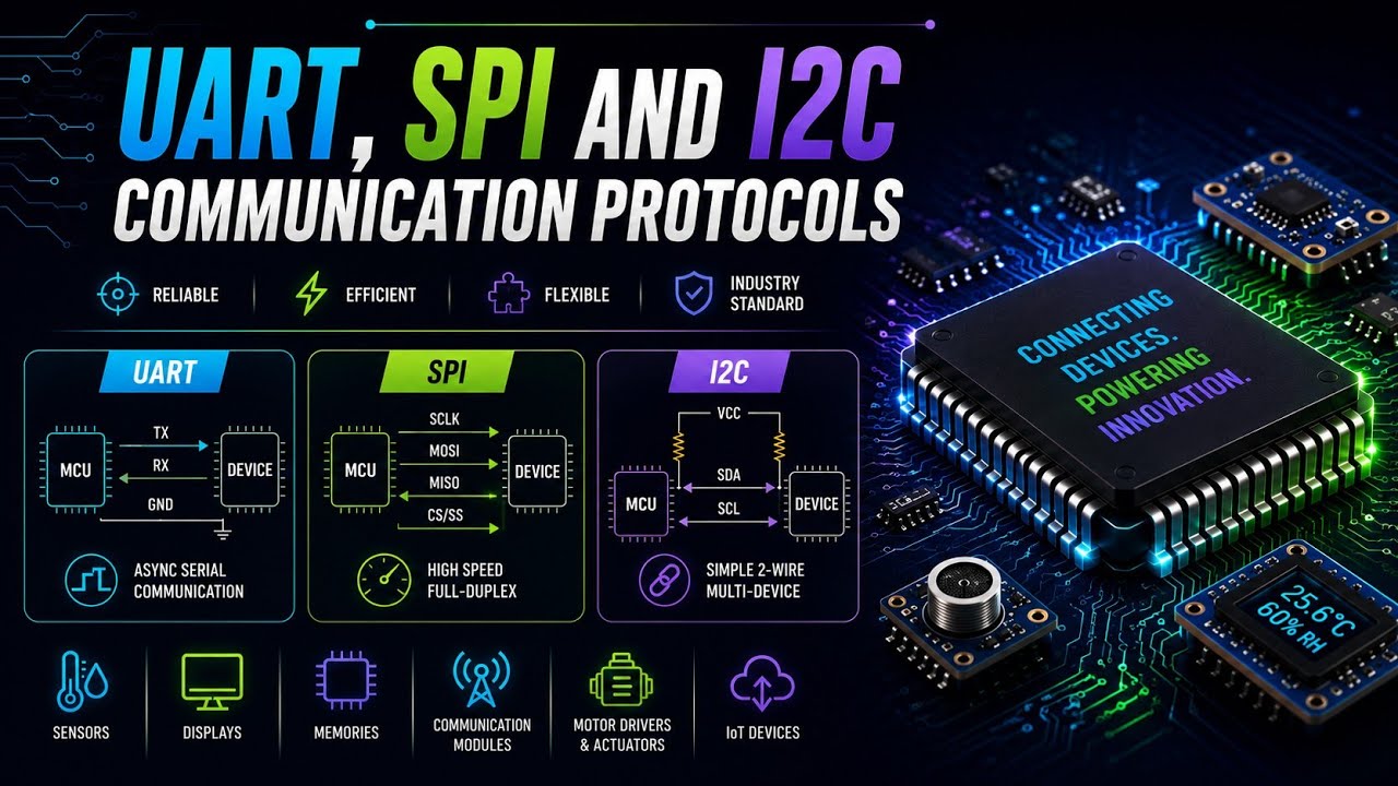 Protokoły komunikacyjne UART, SPI i I2C | Jak urządzenia wbudowane komunikują się ze sobą | Uplatz