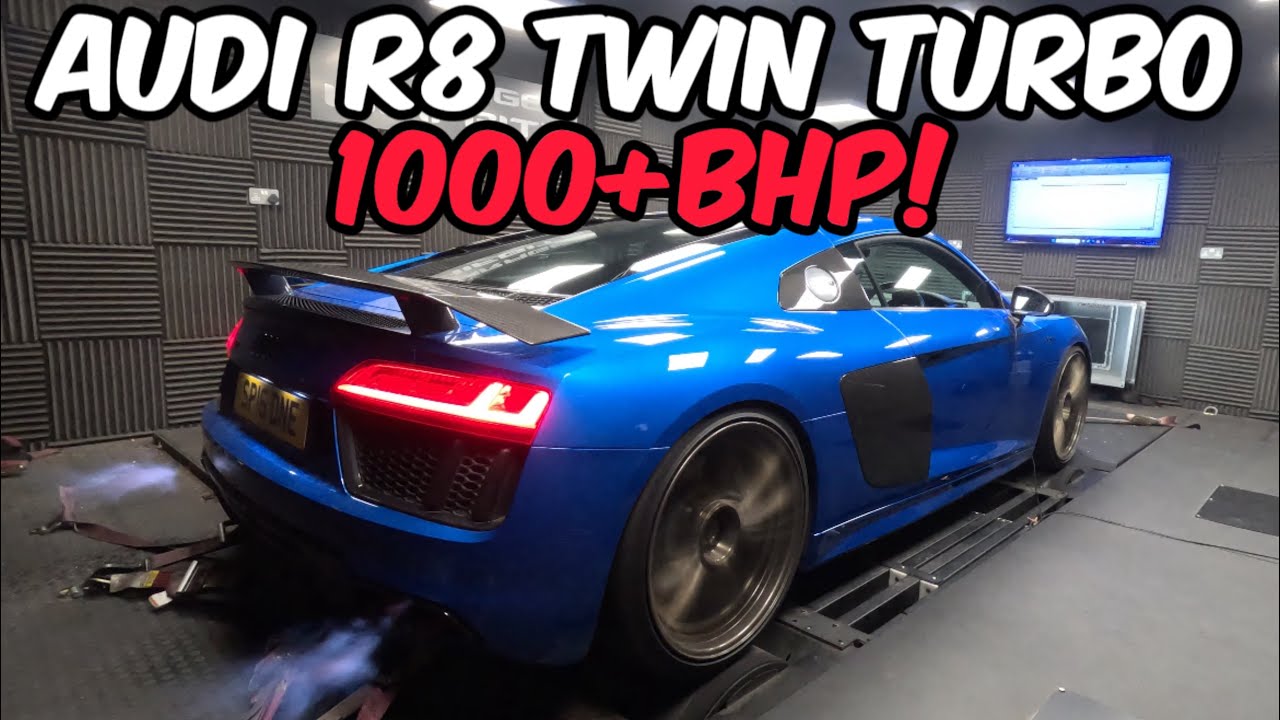 Audi R8 V10 twin turbo turbo dyno vid turn up the volume!