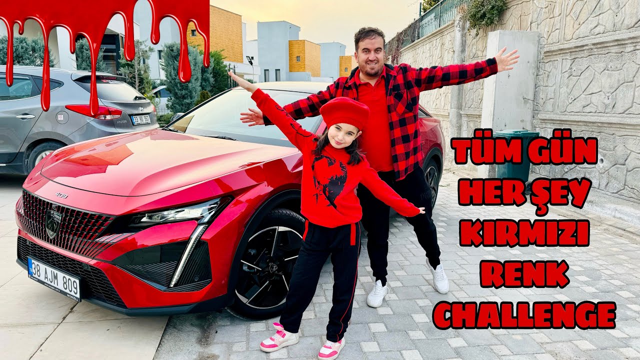 TÜM GÜN HER ŞEY KIRMIZI RENK CHALLENGE!! EVERYTHING RED COLOR !!! @elifsinemtv