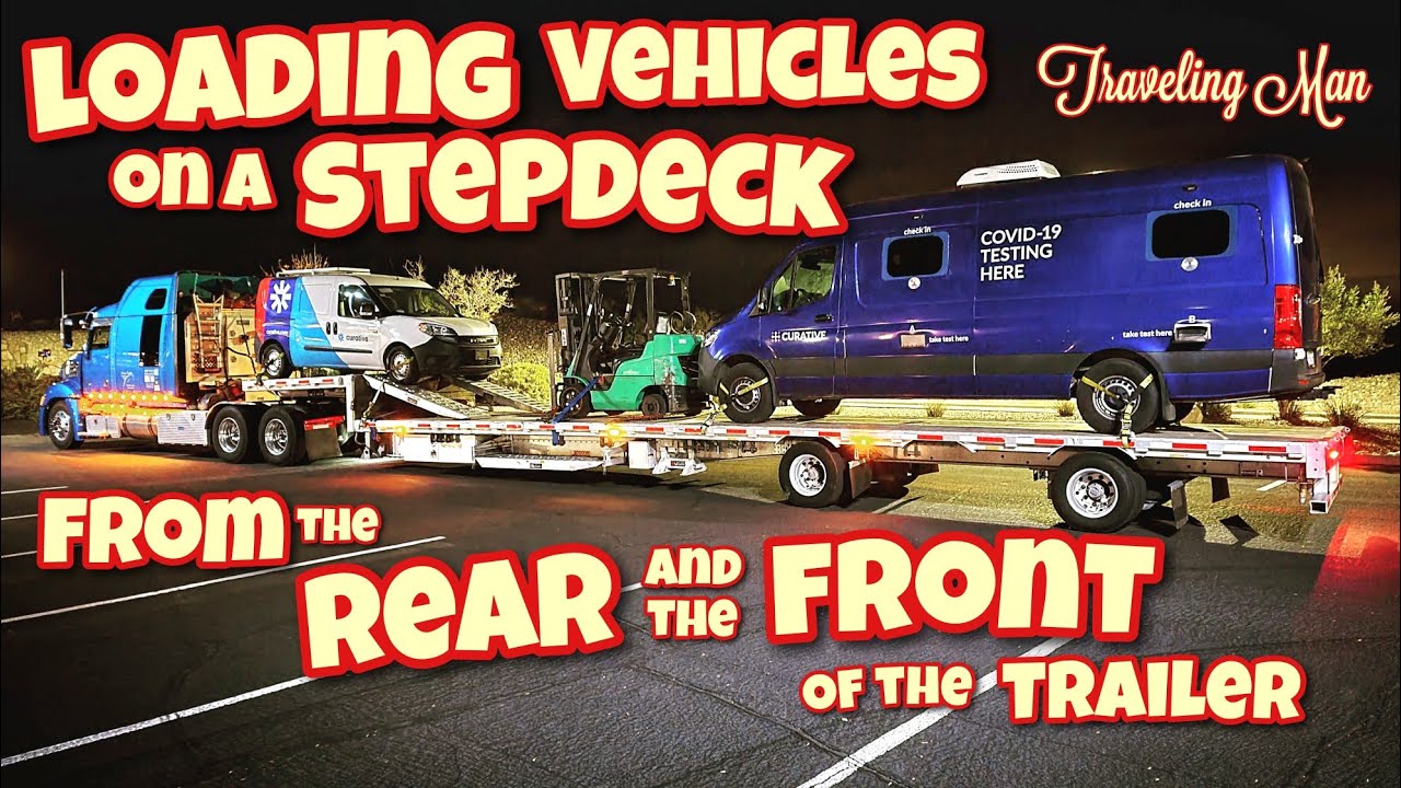 Загрузка прицепа Stepdeck автомобилями сзади и спереди с помощью погрузочных рамп #Stepdeck