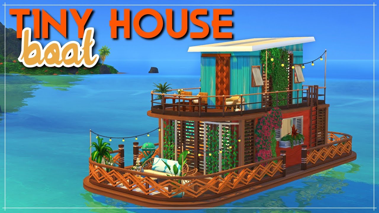 TINY BOHEMIAN HOUSE BOAT ⛵️ | The Sims 4 | Speed Build (No CC)