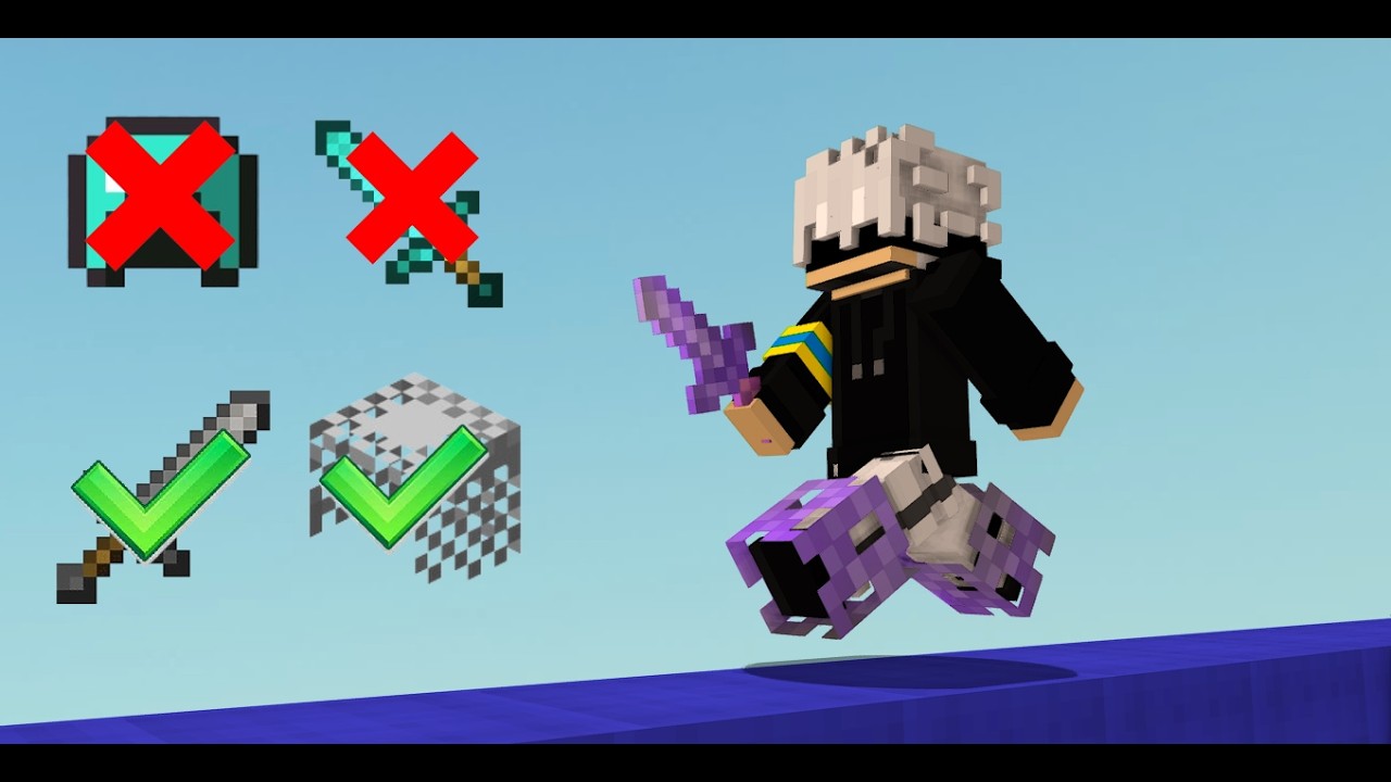 BEDWARS MAIS SO POSSO USAR ARMADURA DE MALHA E ESPADA DE PEDRA!