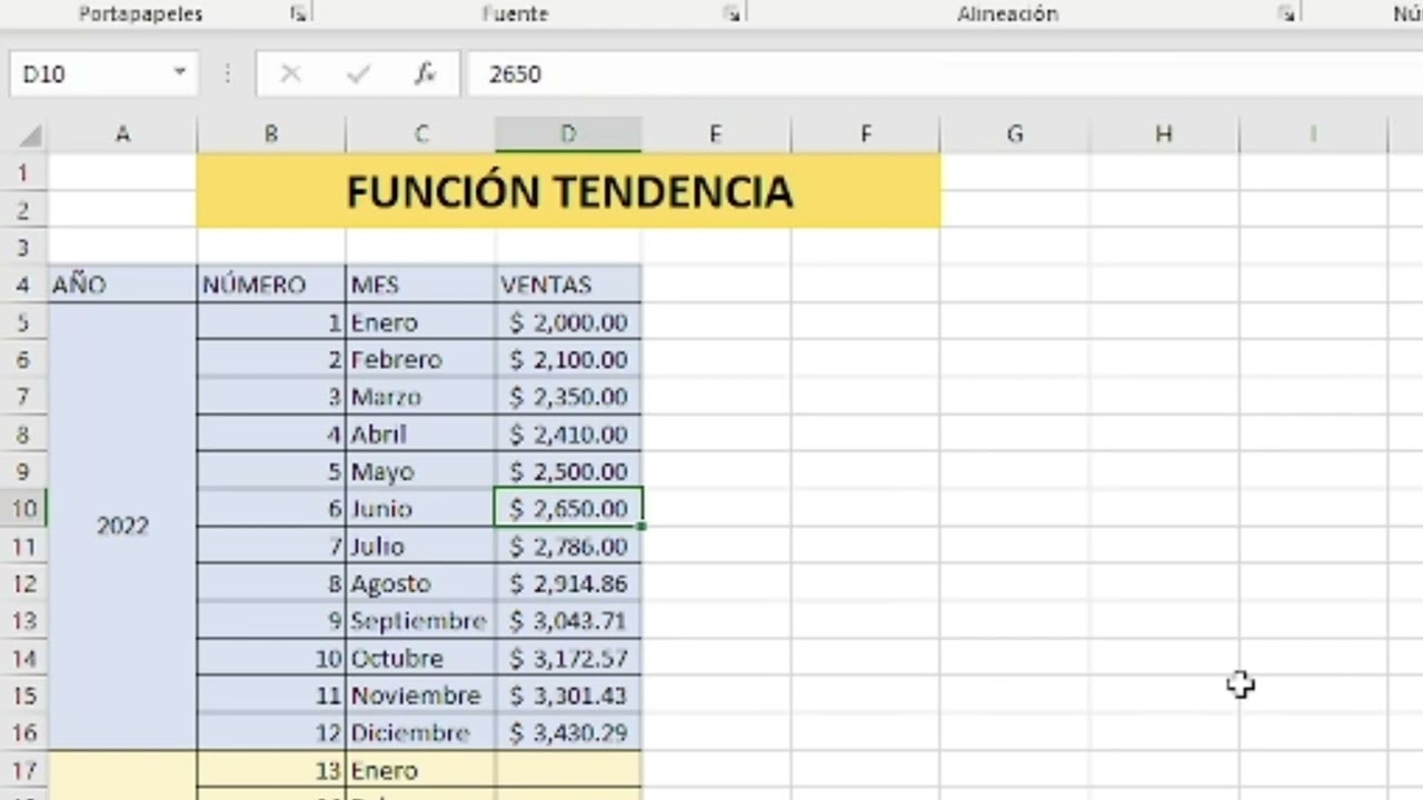 FUNCI&Oacute;N TENDENCIA