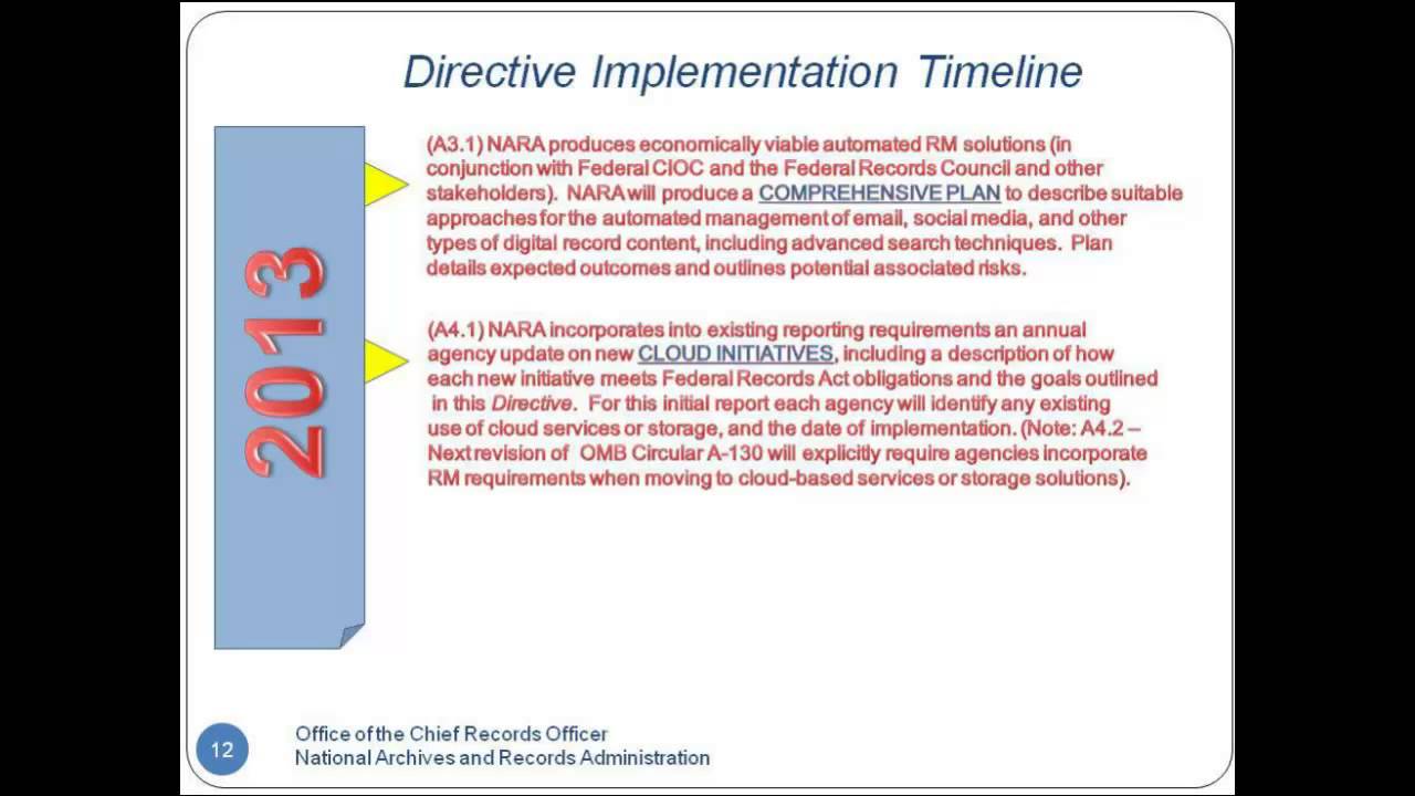 Managing Government Records Directive: General Overview - 