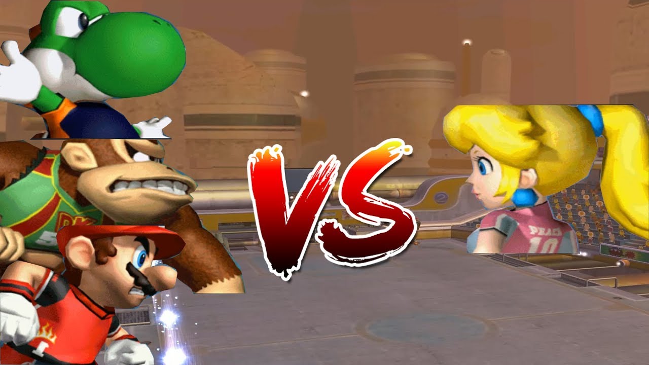 Super Mario Strikers -MushRoom Cup - Peach vs Mario , Yoshi vs Donkey Kong