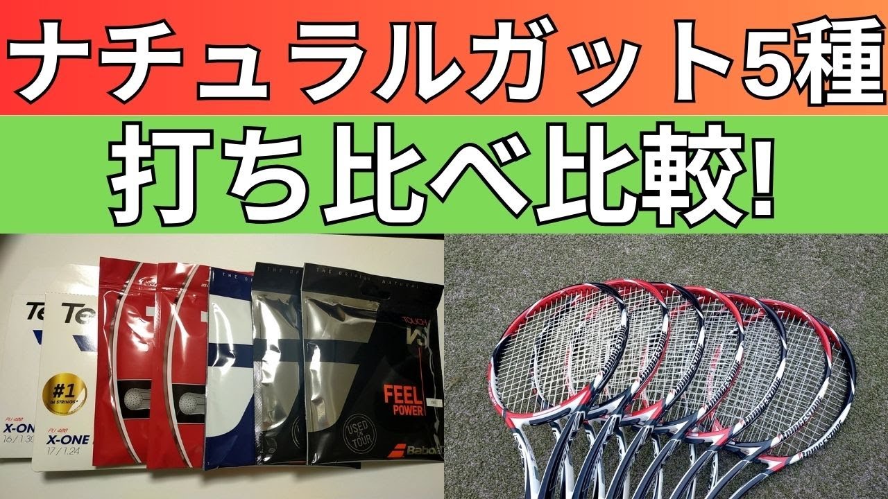 ナチュラルガット5種を打ち比べインプレ!【バボラ タッチ VS125＆130、タッチ トニック130、ウィルソン ナチュラル125＆130、テクニファイバー エックスワンバイフェイズ124＆130】