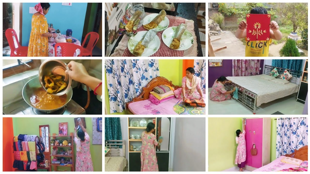 সকাল সকাল ঘুম থেকে উঠে দুটো Room deep clean করে  পুজো+কাচাধুয়া+রান্না সবটা করি 10 টার মধ্যে। 