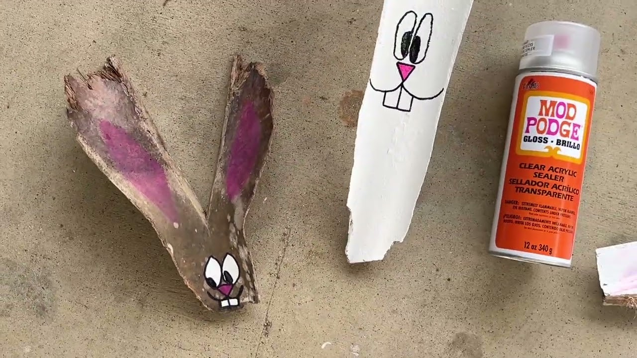 Painting Palm Frond Easter Bunnies