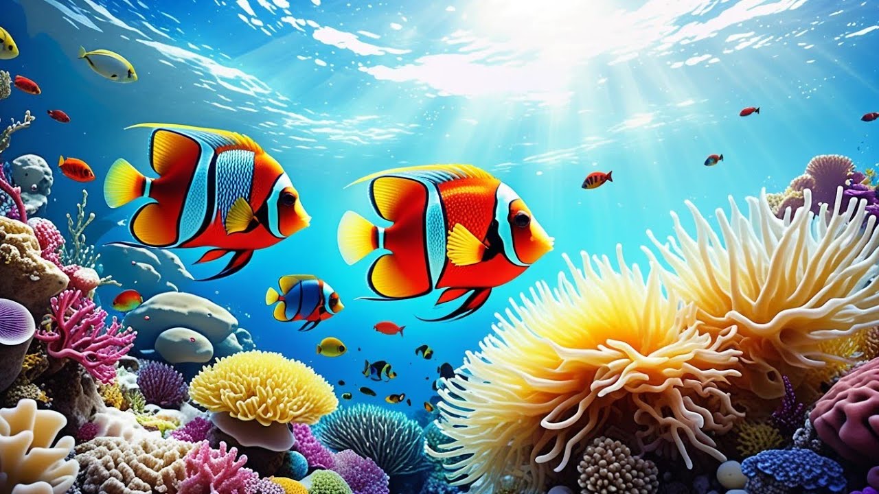 4K Aquarium With Relaxing Music For Deep Sleep 🐠 Mesmerizing Underwater World For Stress Relief