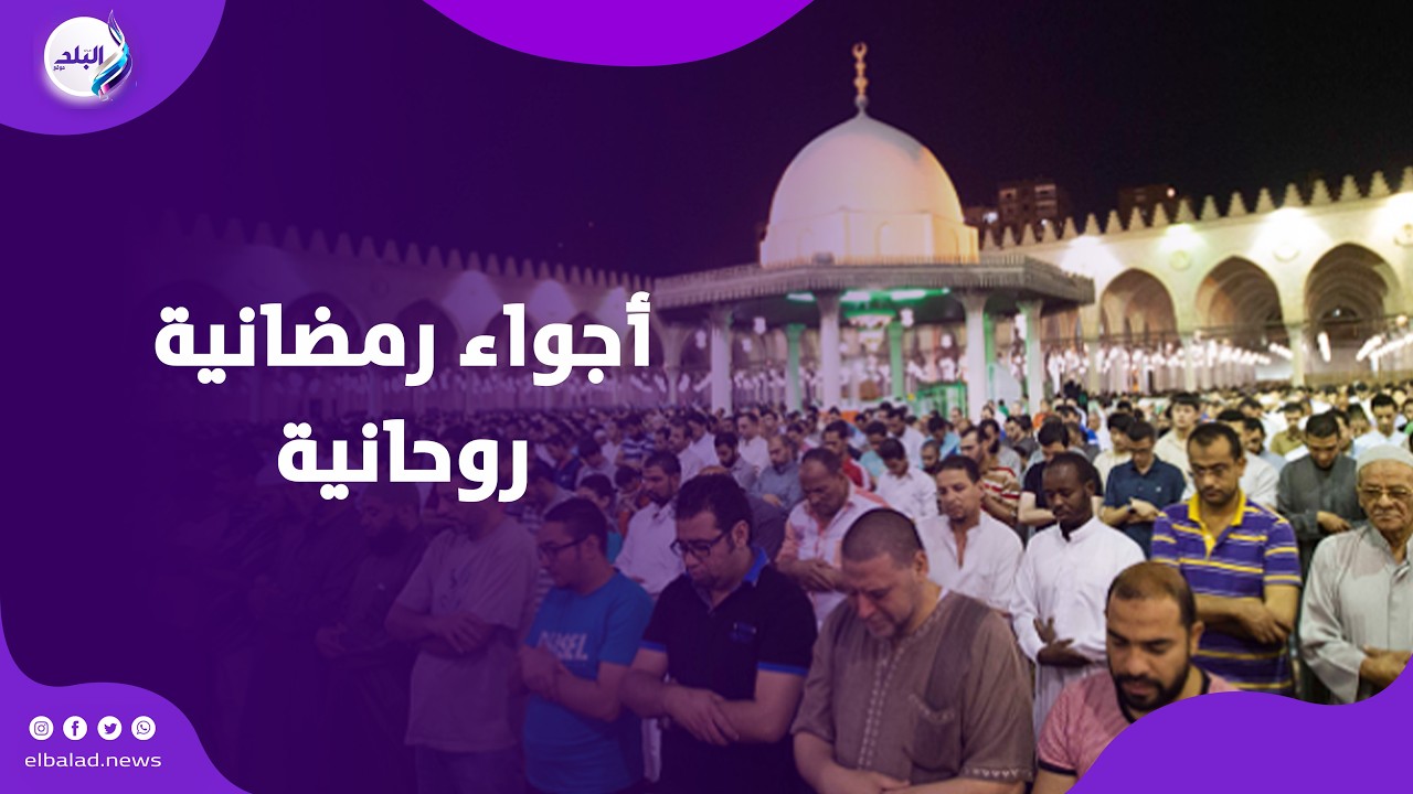 صلاة التراويح في أجواء رمضانية روحانية من مسجد عمرو بن العاص