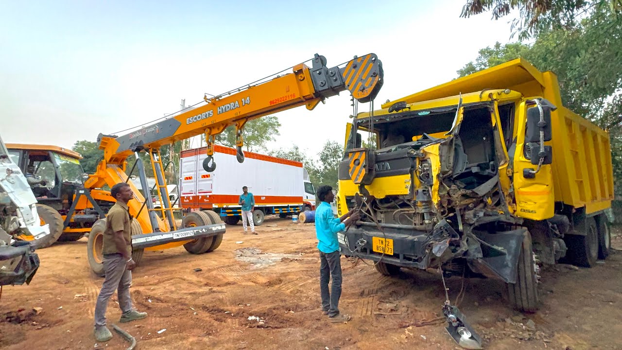 TATA TRUCK PRIMA 2825 TK ACCIDENT Amazing 😲 | Truck Rescue Recovery F150 4×4 ACE & ESCORTS HYDRA 14
