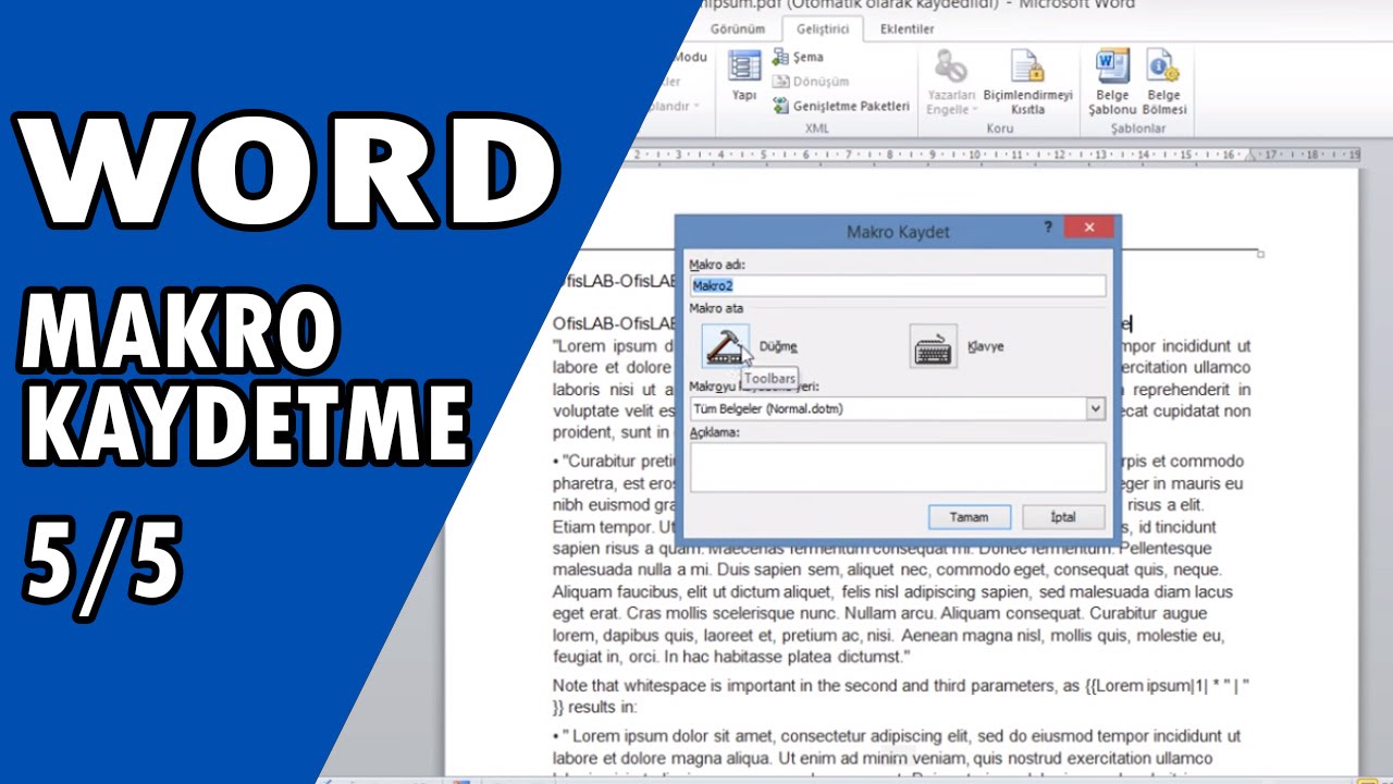 Word Makrolar | Word'de Makro Kaydetmek | 5. b&ouml;l&uuml;m