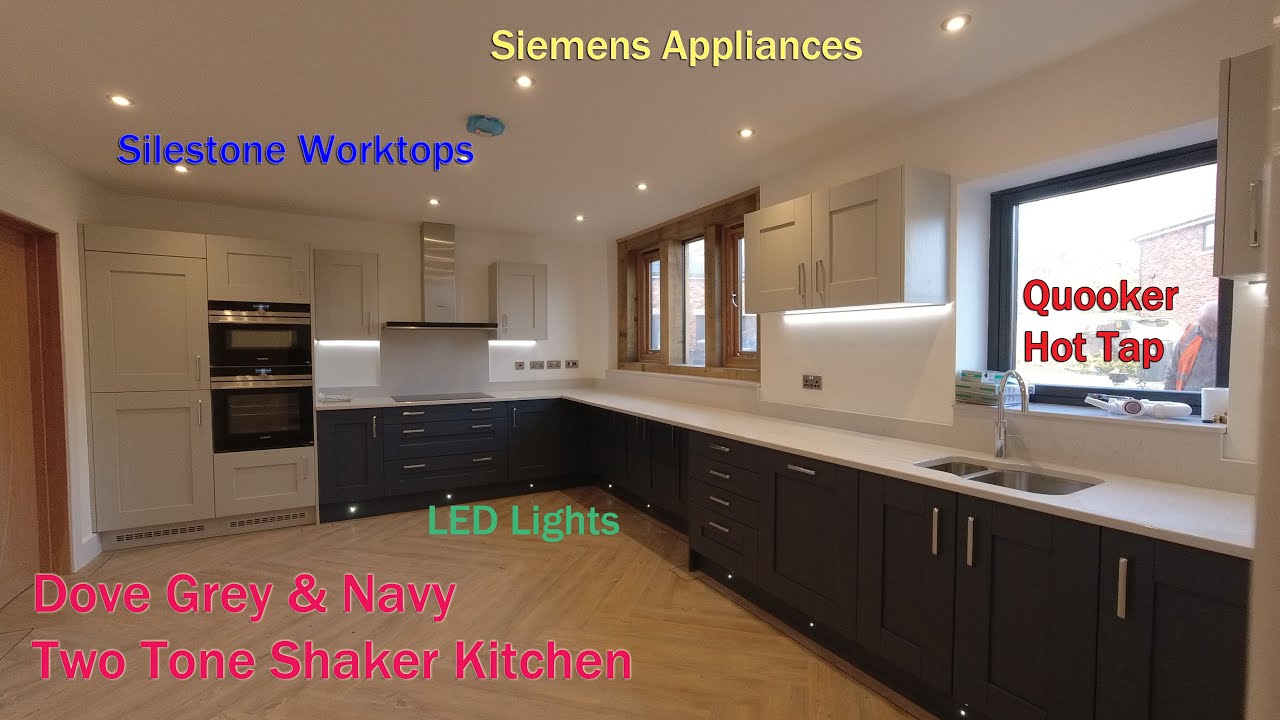 [5-22] POV Tour - Navy & Dove Grey Kitchen with Silestone Lagoon #Silestone #Siemens #Quooker