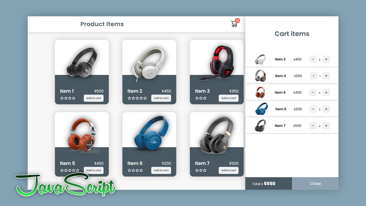 Create Add To Cart functionality using Html CSS and JavaScript