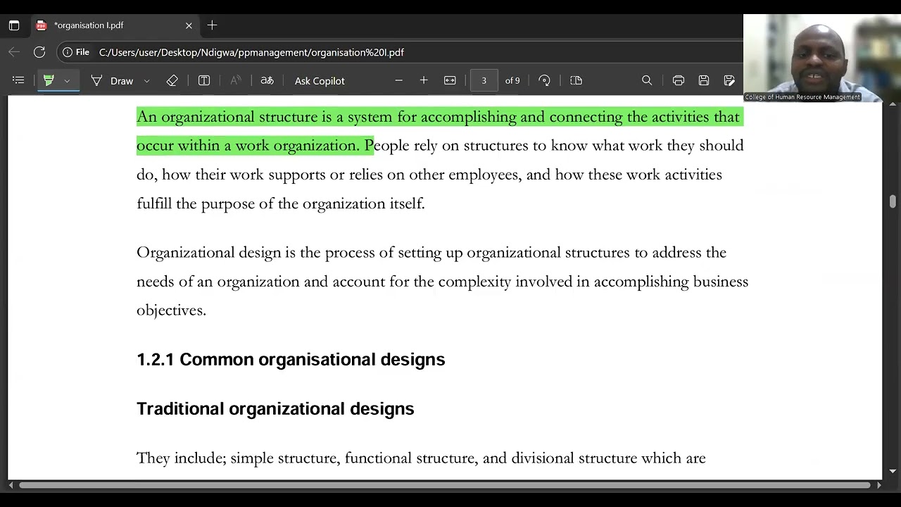 Organizing function in Management