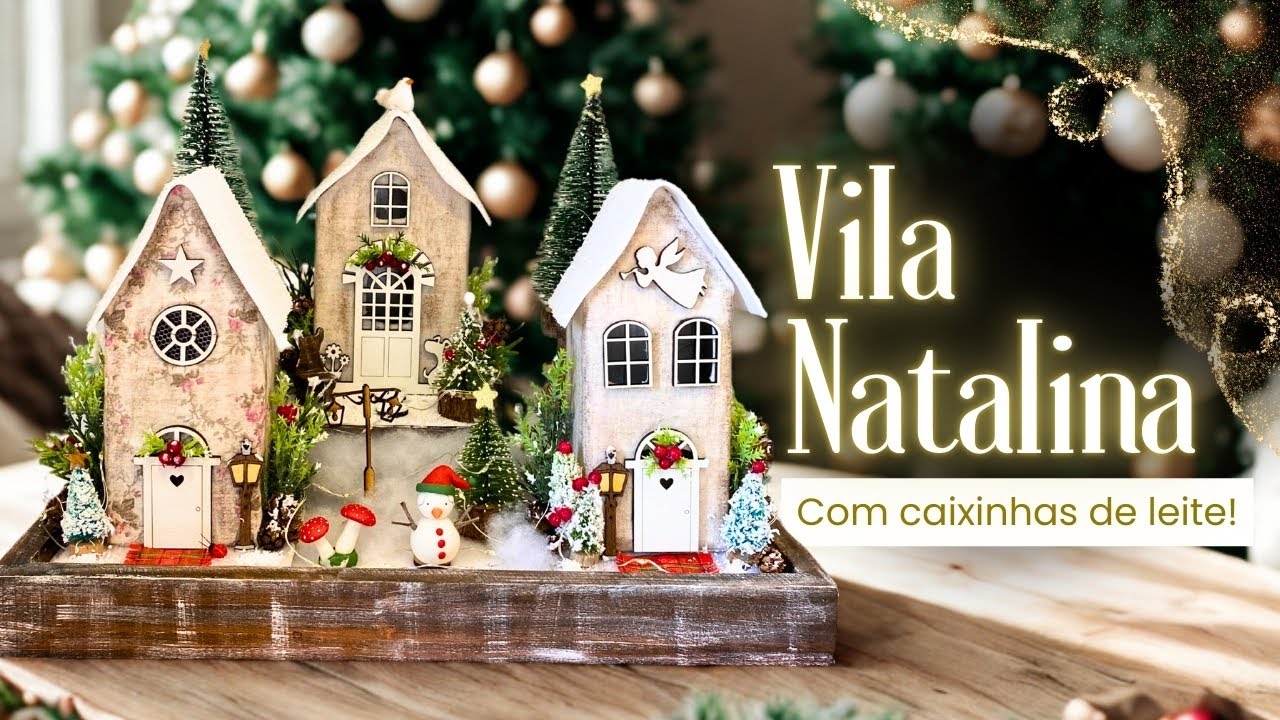 Casinhas natalinas com caixa de leite – decoração criativa para sua vila de Natal 🎁