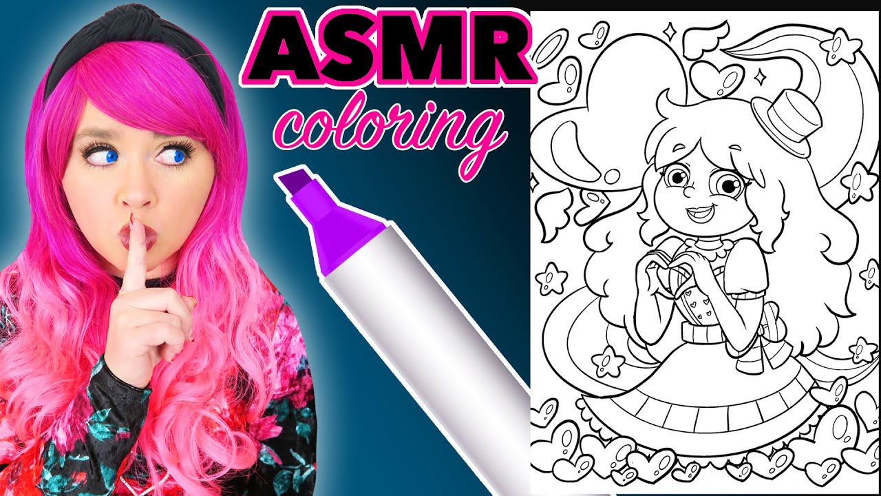 ASMR Coloring Kimmi The Clown Valentine's Day | Calming ASMR Coloring for Relaxation & Stress-Relief