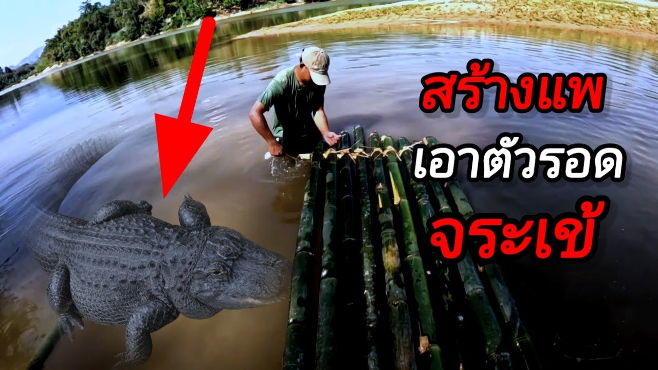 สร้างแพเอาตัวรอดจากจระเข้น้ำจืด !! เจอแม่น้ำแบบนี้ให้ระวังตัว !!!