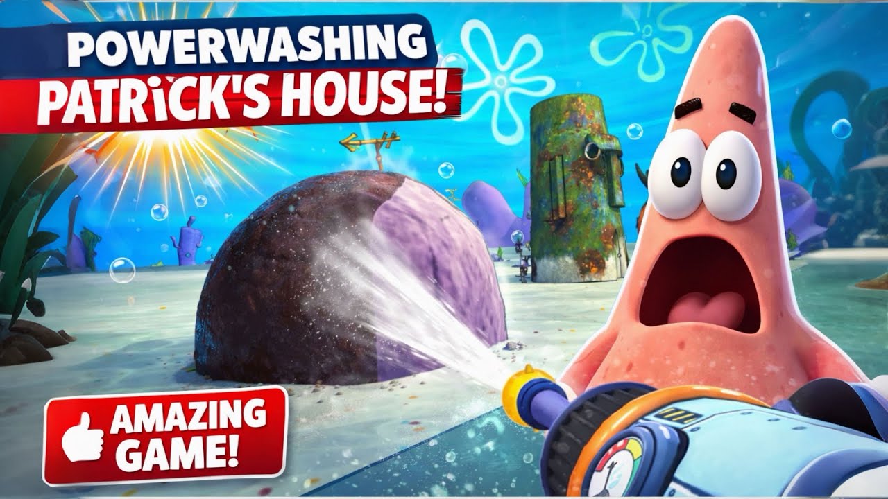 Hosing down SpongeBob Neighborhood - Patrick’s house!
