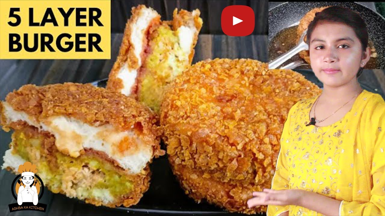 5 Layer Crispy Fried Burgers Recipe/Crispy Chicken Burgers/Burgers