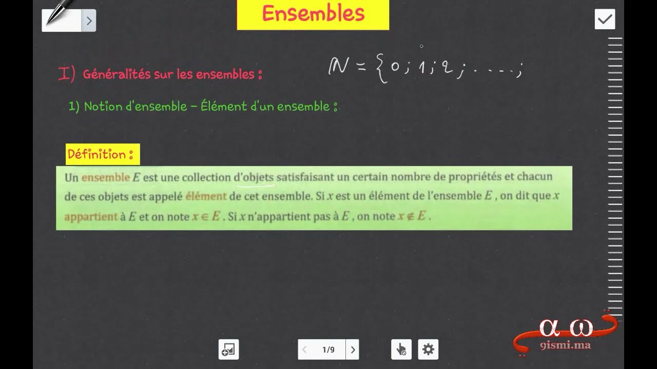 1Bac SM : Les ensembles partie 1/3