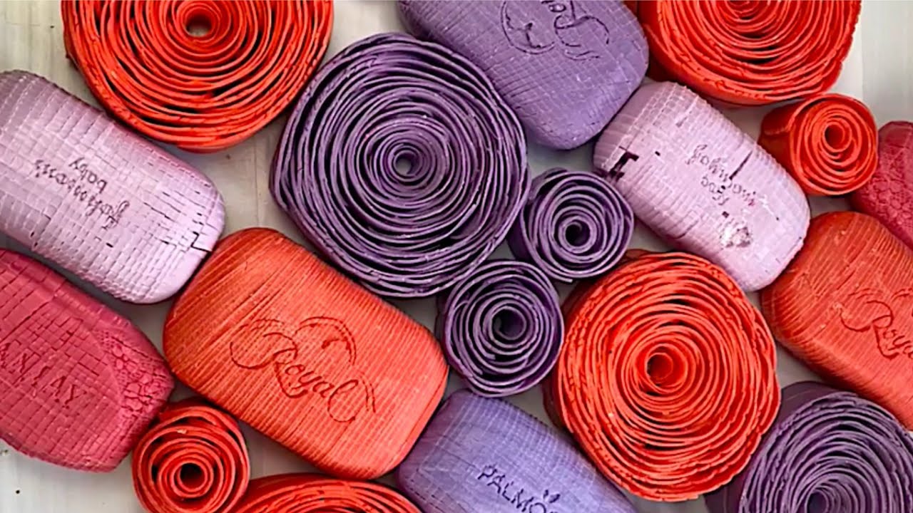 Cutting soap cubes. Crushing soap roses.