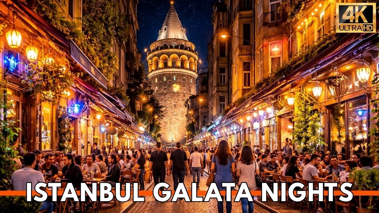 ISTANBUL TURKEY 2026 4K WALKING TOUR | Around Galata Tower at Night, Street Cafes & Local Shops